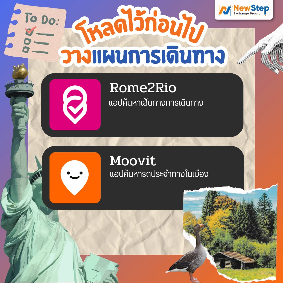 rome2rio moovit วางแผน การเดินทาง ที่พัก โรงแรม แอปพลิเคชัน application  work and travel usa new step thailand