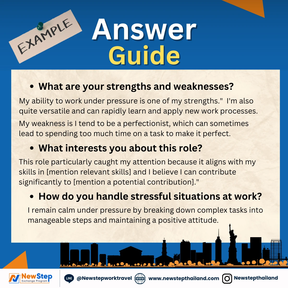 Answer Guide สัมภาษณ์งาน นายจ้าง work and travel usa