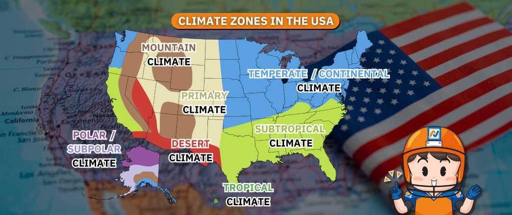 เขตภูมิอากาศ (Climate Zones) ของสหรัฐอเมริกา ที่น้อง ๆ Work and Travel USA ควรรู้