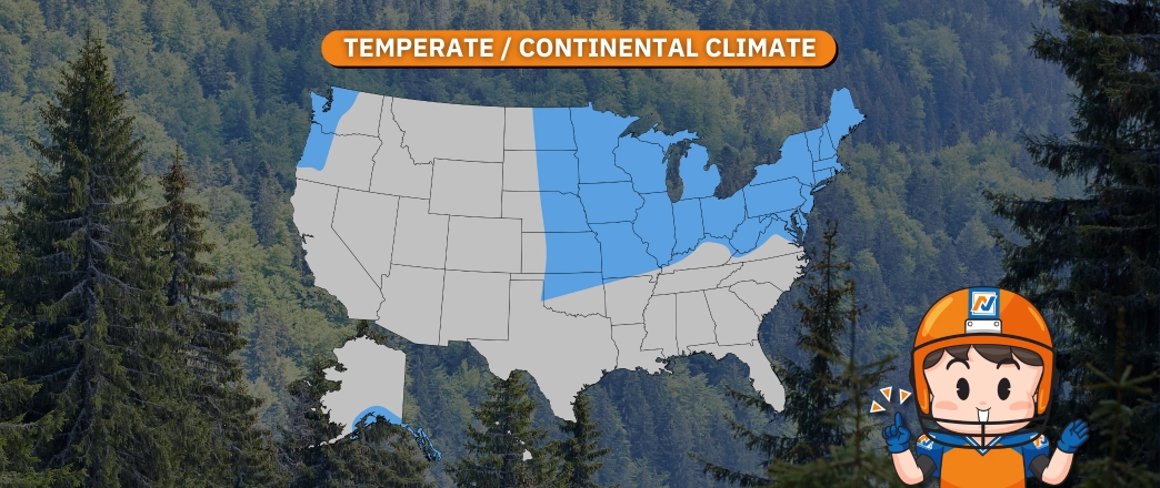 Temperate / Continental Climate (เขตอบอุ่น–หนาวตามฤดูกาล)