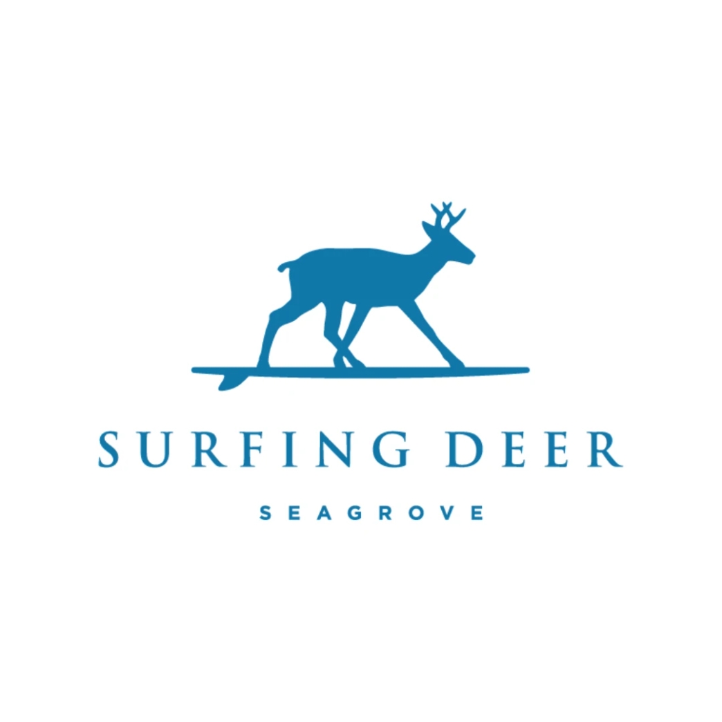 โลโก้ Surfing Deer newstep new step work and travel Rosemary Beach Florida
