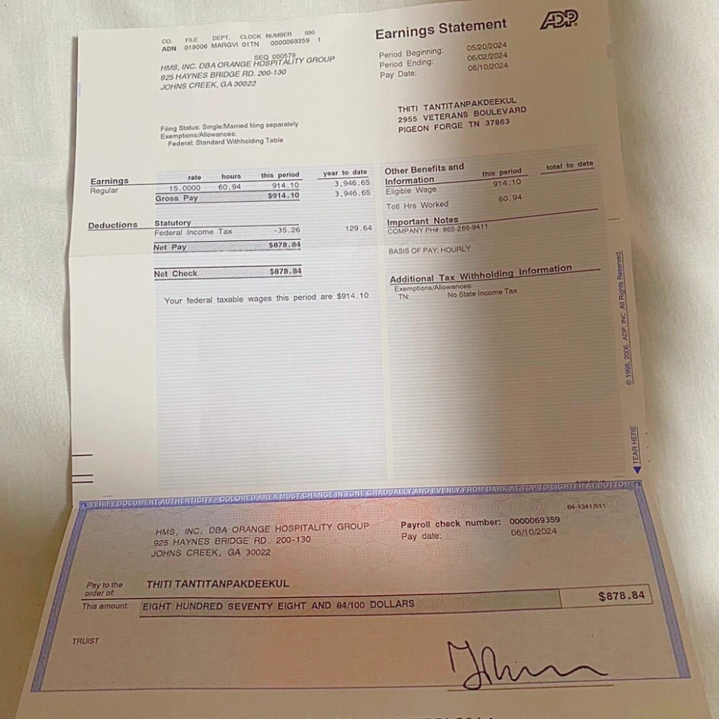 ชั่วโมง การทำงาน การจ่ายเงิน รีวิว review New Step Camp Margaritaville RV Resort & Lodge Work and Travel Pigeon Forge Tennessee wat2024 Food Runner ทำงานต่างประเทศ แลกเปลี่ยนวัฒนธรรม ทำงานปิดเทอม ฝึกภาษา อังกฤษ